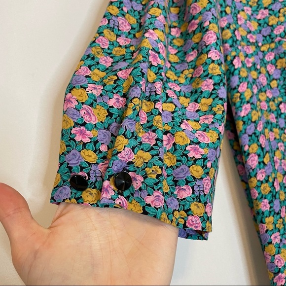 Vintage Bright Floral Dress Relaxed Fit Maternity Pleated Cottagecore Prairie 12 - Picture 10 of 14